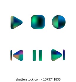 Media player gradient vector icons set. Media button symbols. User interface gradient design with web elements of music application for watch and tablet devices isolated vector illustration.