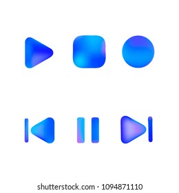 Media player gradient vector icons set. Media button symbols. User interface gradient design with web elements of music application for watch and tablet devices isolated vector illustration.
