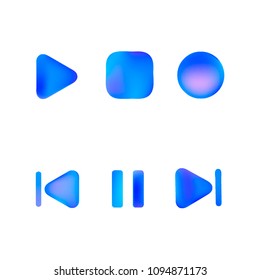 Media player gradient vector icons set. Media button symbols. User interface gradient design with web elements of music application for watch and tablet devices isolated vector illustration.
