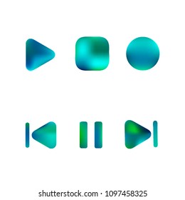Media player gradient vector icons set. Media button symbols. User interface gradient design with web elements of music application for watch and tablet devices isolated vector illustration.