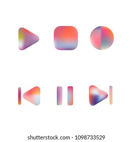 Media player gradient vector icons set. Media button symbols. User interface gradient design with web elements of music application for watch and tablet devices isolated vector illustration.