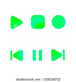 Media player gradient vector icons set. Media button symbols. User interface gradient design with web elements of music application for watch and tablet devices isolated vector illustration.