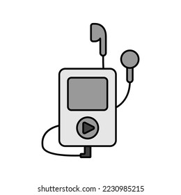 Media player with headphones color vector grayscale icon. Music sign. Graph symbol for music and sound web site and apps design, logo, app, UI