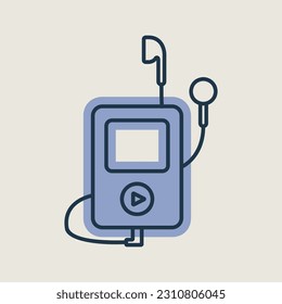 Reproductor multimedia con icono aislado vectorial de auriculares. Signo musical. Símbolo gráfico para el diseño de aplicaciones y sitios web de música y sonido, logotipo, aplicación, interfaz de usuario