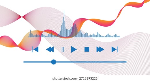 Ilustración vectorial del conjunto de Botones del icono del reproductor multimedia. 