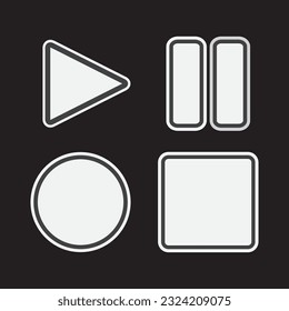Media Player-Symbol-Design auf schwarzem Hintergrund, Play, Pause, Record and Stopp-Tasten, Multimedia-Schnittstelle, Musik, Audio, Line-Vektorgrafik