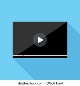 Media Player icon. Flat design style modern vector illustration. Isolated on stylish color background. Flat long shadow icon. Elements in flat design.