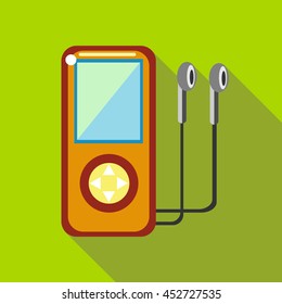 Media player icon in flat style with long shadow