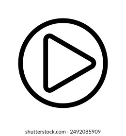 Icono de reproductor de medios marca de logotipo lineal en blanco y negro