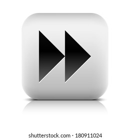 Media player icon with next forward sign. Rounded square web button with black shadow gray reflection on white background. Series in a stone style. Vector illustration internet design element 8 eps