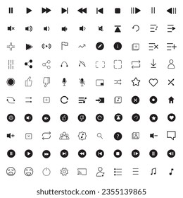 Paquete de iconos de reproductor de medios en estilo de línea. Música, interfaz, diseño de colección de botones de reproductor de medios. Ilustración vectorial. vector eps 10