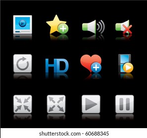 Media Player icon set 15 - Glossy Black Series.  Vector EPS 8 format, easy to edit.