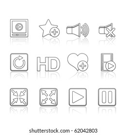 Media Player icon set 15 - Strokes Series.  Vector EPS 8 format, easy to edit.