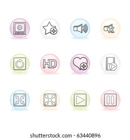 Media Player icon set 15 - Sphere Series.  Vector EPS8 format, easy to edit.