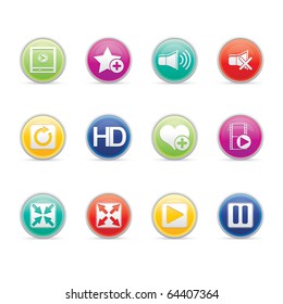 Media Player icon set 15 - Colored Buttons Series.  Vector EPS8 format, easy to edit.