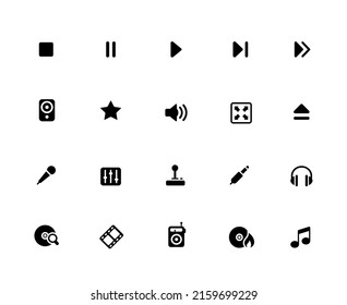 Media Player Icon Set - 32px Solid