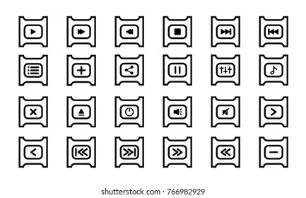 Media Player Icon Set. Audio Player Vector Line Icons Collection