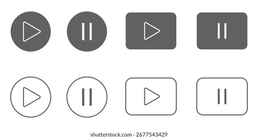 Media player icon set. media player button icons. Play and pause buttons,video audio player, player button set icon symbol. Vector Illustration Eps 10