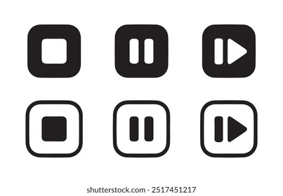 Media Player Icon Set, Buttons Multimedia Interface, Musik, Audio, Stopp, Play, Pause, Record etc. Vektorgrafik EPS 10