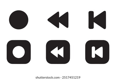 Media Player Icon Set, Buttons Multimedia Interface, Musik, Audio, Stopp, Play, Pause, Record etc. Vektorgrafik EPS 10