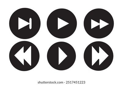 Media Player Icon Set, Buttons Multimedia Interface, Musik, Audio, Stopp, Play, Pause, Record etc. Vektorgrafik EPS 10