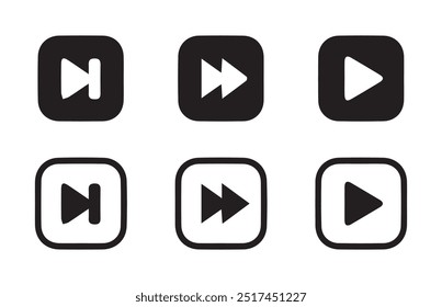 Media Player Icon Set, Buttons Multimedia Interface, Musik, Audio, Stopp, Play, Pause, Record etc. Vektorgrafik EPS 10