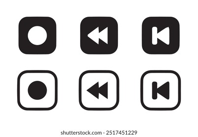 Media Player Icon Set, Buttons Multimedia Interface, Musik, Audio, Stopp, Play, Pause, Record etc. Vektorgrafik EPS 10