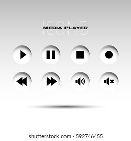 Media player icon set. Set of media player buttons. 