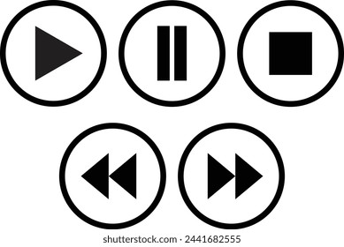 Media player icon set isolated on white background . media player button icons vector