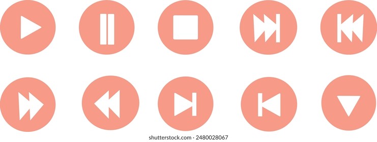 Media player icon set isolated on white background