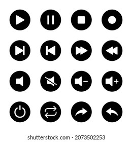 Media player icon set. Multimedia Control button