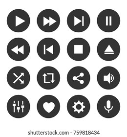 Media player icon set. Music, media, video, multimedia icon web elements collection. Vector flat style cartoon illustration isolated on white background