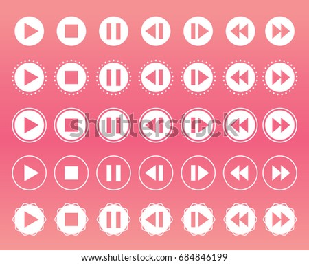 Media Player icon Set of Play, Stop, Pause, Forward, Backward Vector Icons Illustration