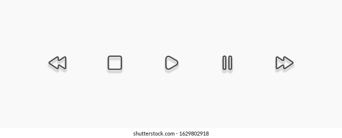 Media player icon set in trendy outline style, vector illustration