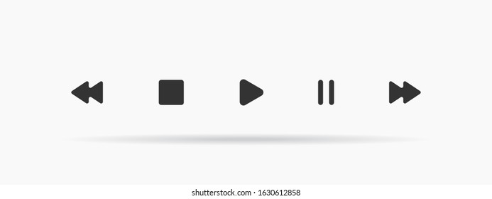 Media player icon set in trendy flat style, vector illustration
