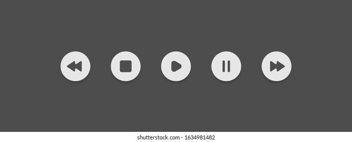 Media player icon set in trendy flat style, vector illustration