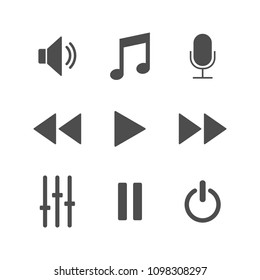 Media player icon set. Vector illustration, flat design.