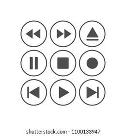 Media player icon set. Vector illustration, flat design.