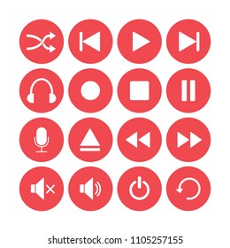Media player icon set. Vector illustration, flat design.