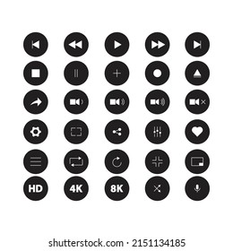 conjunto de iconos de reproductor de medios vector para presentación de símbolos de sitio web