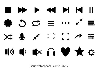 media player icon set vector illustration