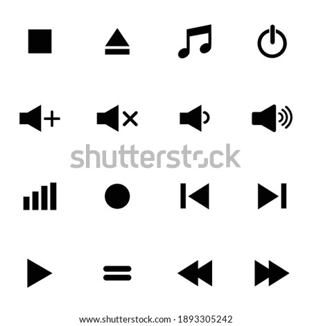 media player icon set vector sign symbol