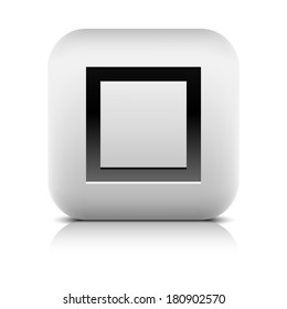 Media player icon with stop sign. Rounded square web button with black shadow gray reflection on white background. Series in a stone style. Graphic vector illustration internet design element 8 eps