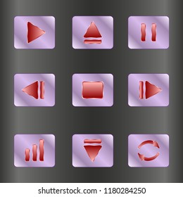 media player icon, player icon, symbol set, media player icon in trendy flat style