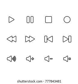media player icon, player icon, symbol set, flat design best media player illustration