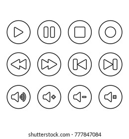 media player icon, player icon, symbol set, flat design best media player illustration 