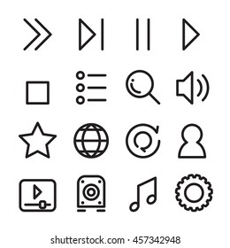 Media player icon in thin line style