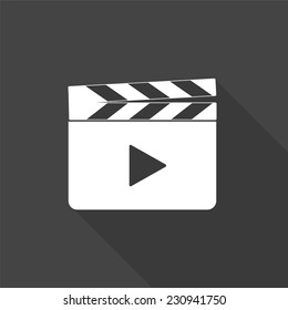 media player icon - vector illustration with long shadow isolated on gray 