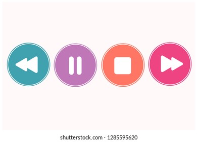 media player icon vector set.