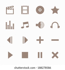 Media player icons , Brown color